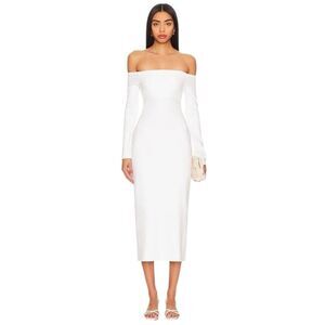 New Enza Costa Off-shoulder Ankle Dress in Off White XS Revolve